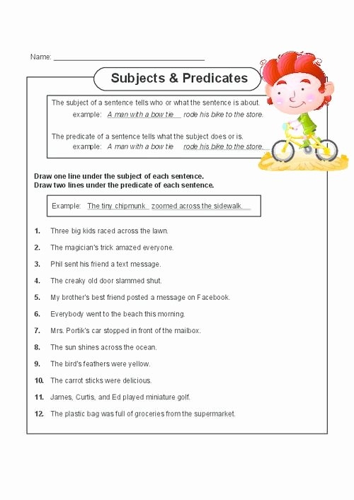 subject and predicate worksheet