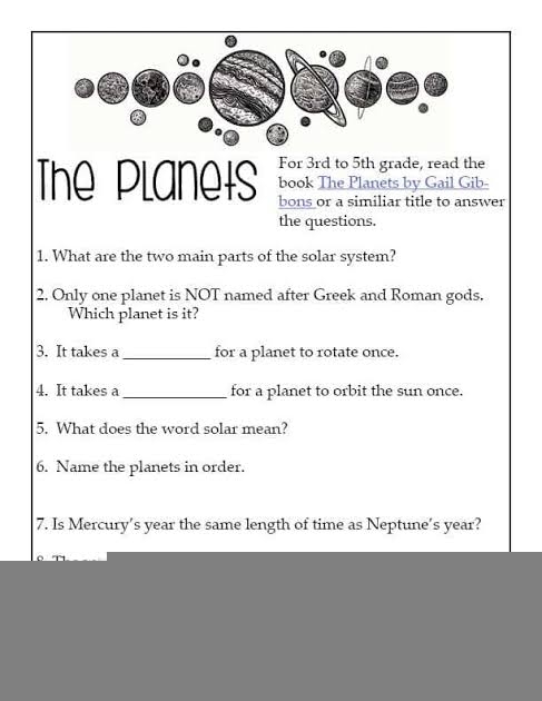 5th Grade Science Worksheets Planets Scienceworksheets