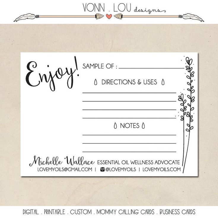 free printable doterra sample cards