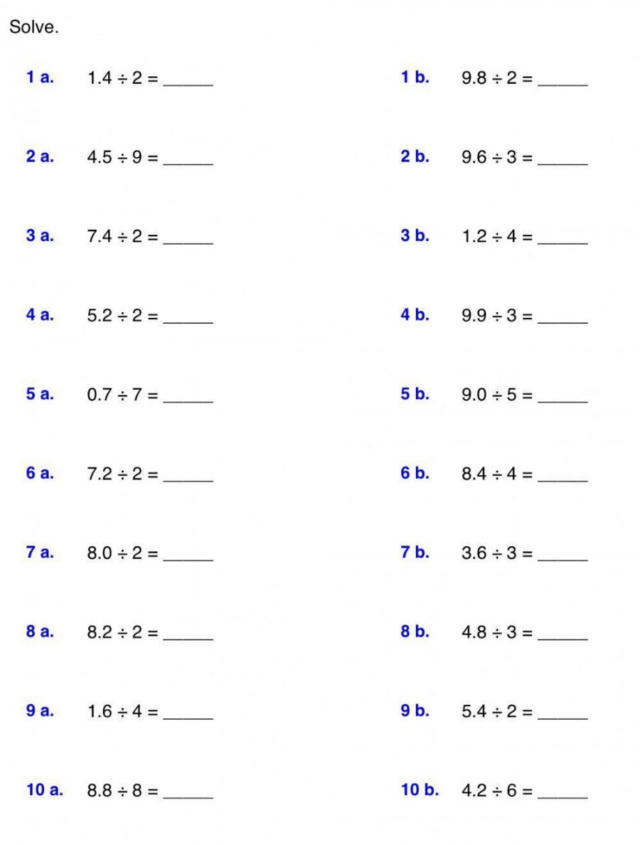 decimal worksheets