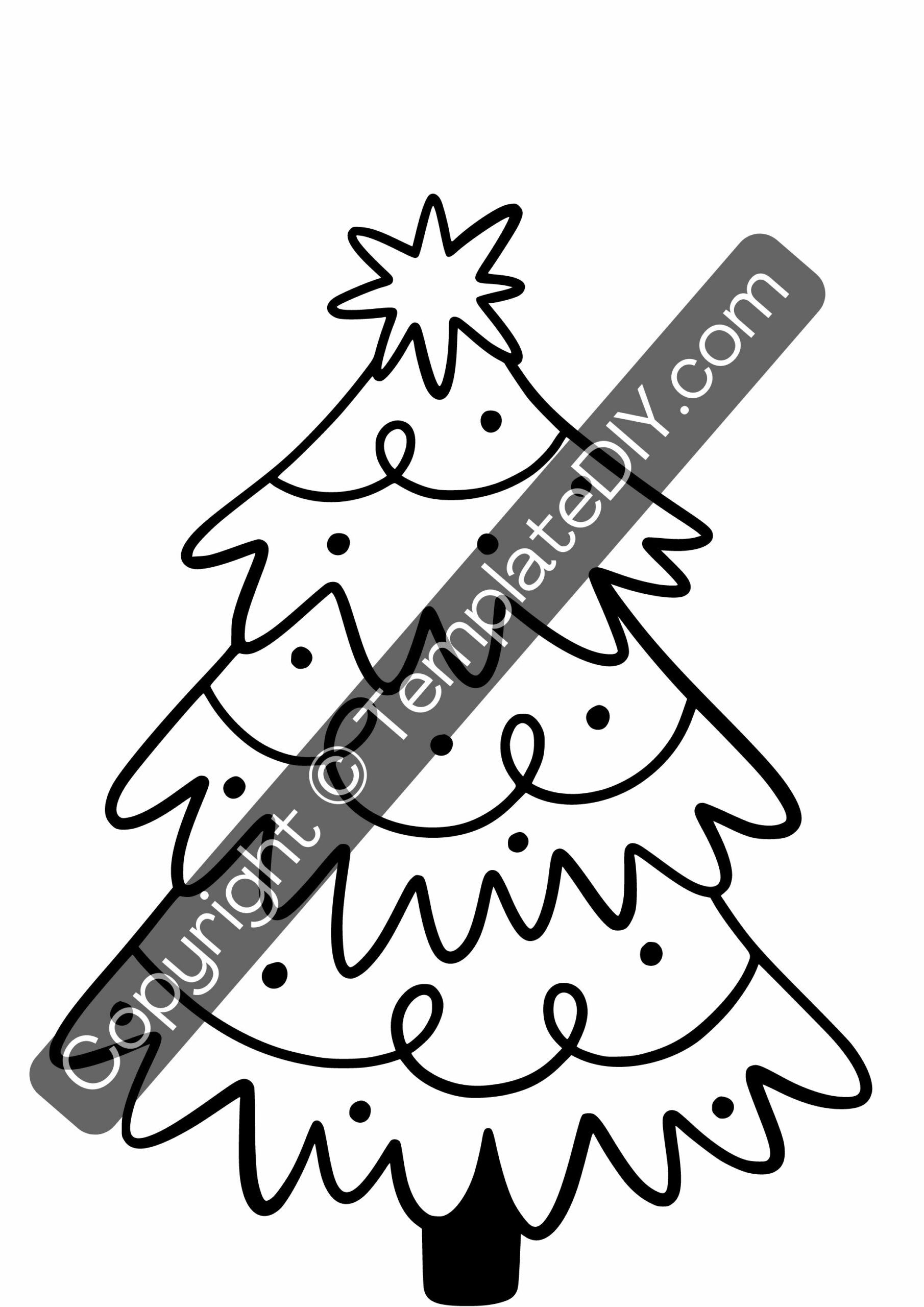 A Black And White Drawing Of A Christmas Tree
