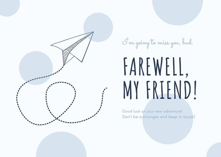 A Greeting Card With A Paper Airplane And The Words Farewell My Friend