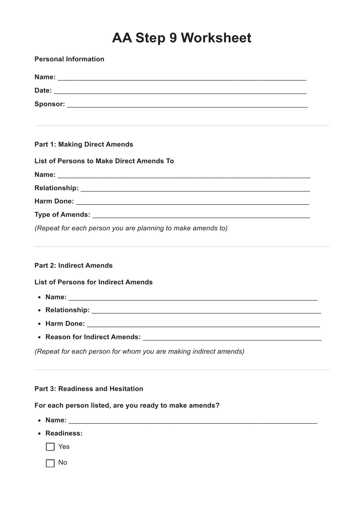 step 4 worksheets