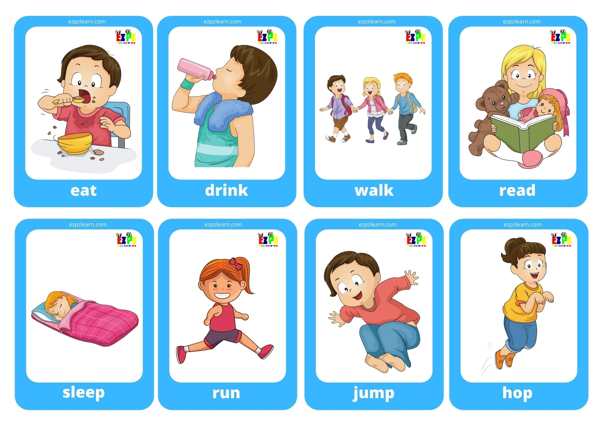 Action Words Flash Cards Printable Printable Word Searches