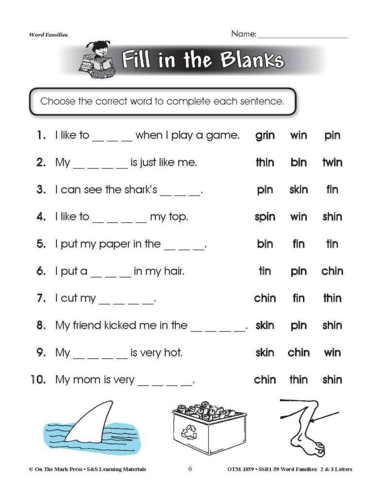 AD Word Family No Prep Worksheets Worksheets Library