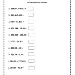 Adding And Subtracting Decimals Worksheet Download Worksheets Library