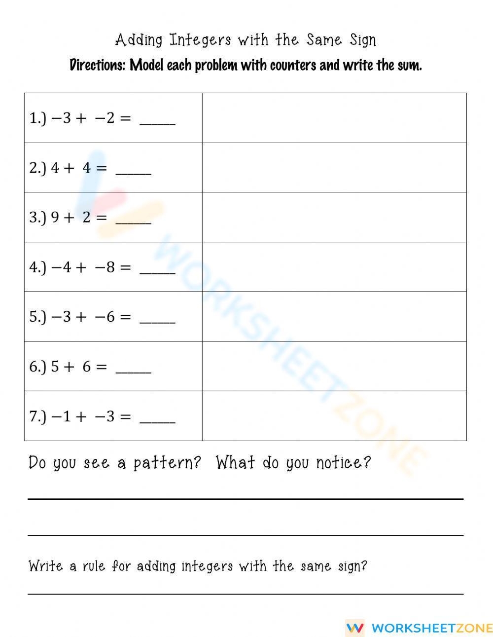 Adding And Subtracting Integers Steps Examples Questions 