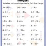 Adding And Subtracting Integers Worksheet For 3 Live Worksheets