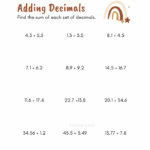 Adding Decimals Math Worksheets Kidpid