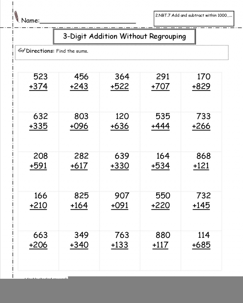 Addition Algorithm Worksheet Math Worksheets Printable