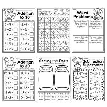 addition and subtraction worksheets grade 1