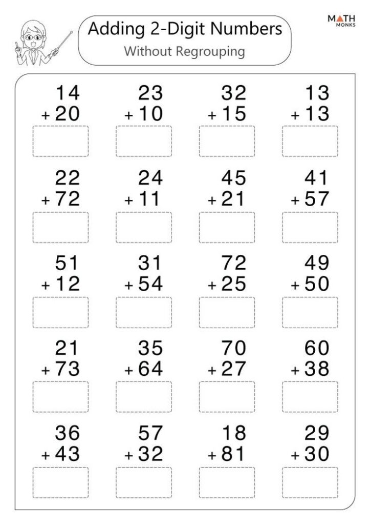 Addition Without Regrouping Worksheets With Answer Key Addition
