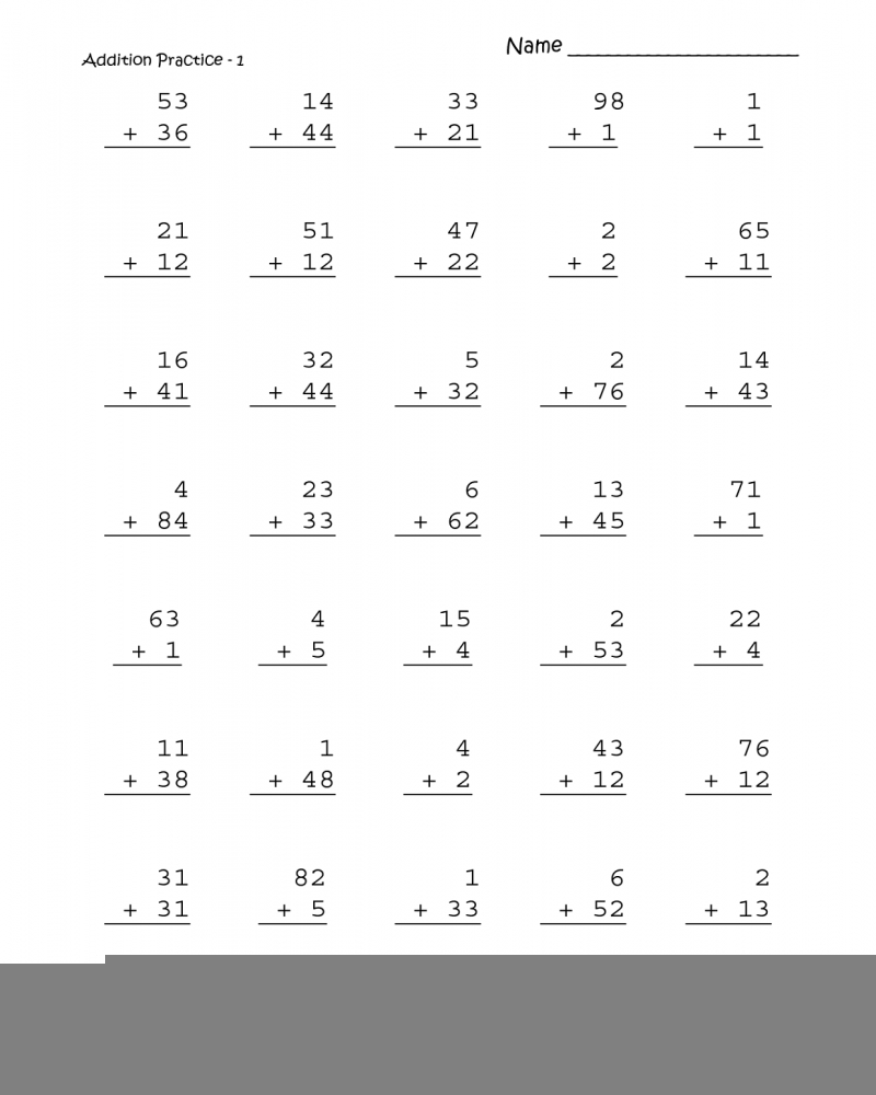 Addition Worksheet For Grade 1 Math Worksheets Printable