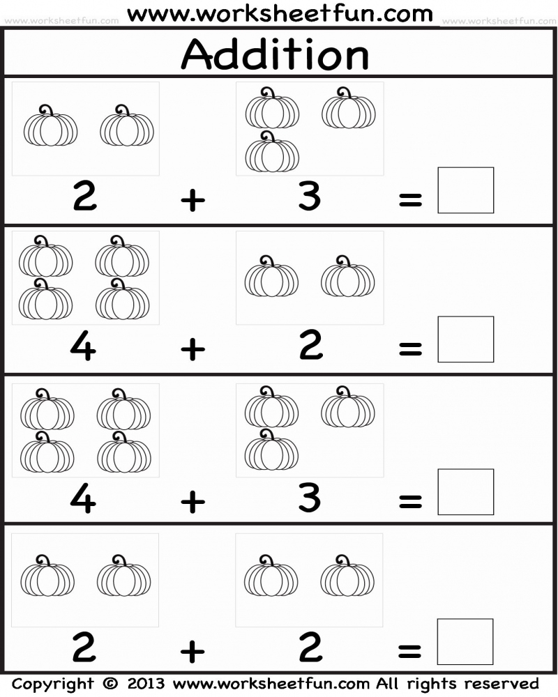 printable addition worksheet for kindergarten