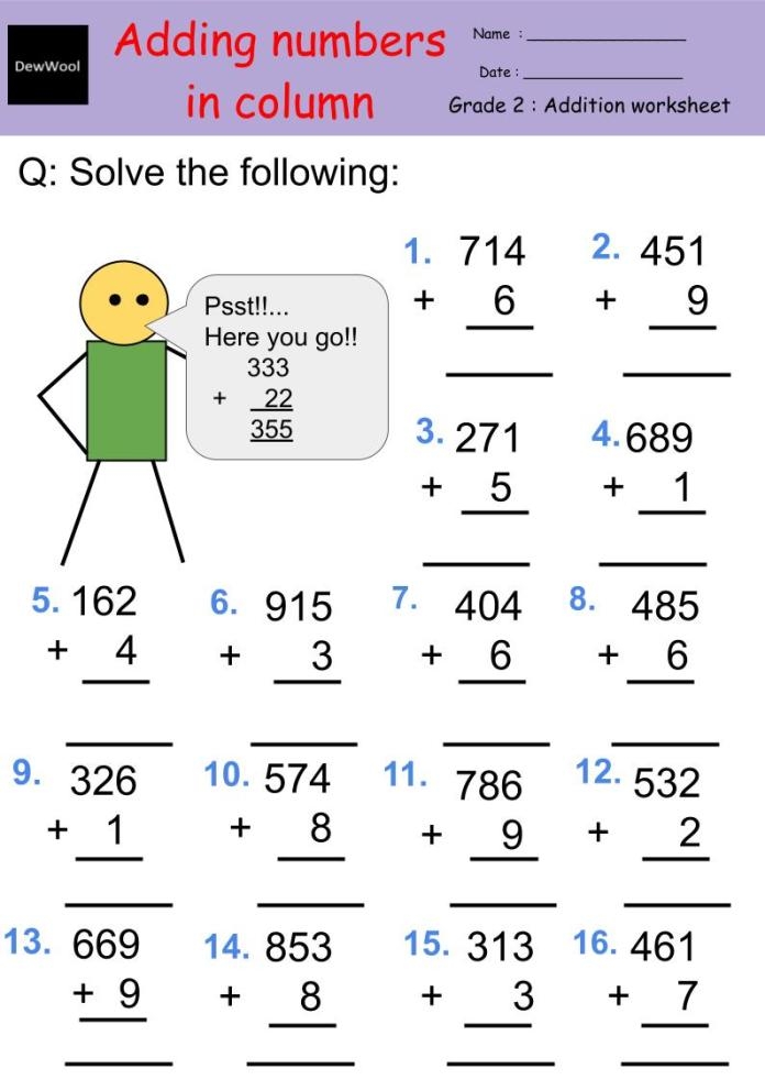 Addition Worksheets For 2nd Graders Free With No Login Worksheets 