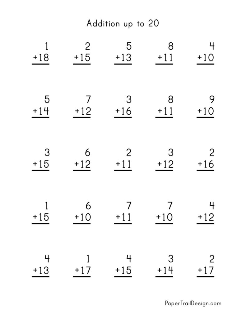 Addition Worksheets Paper Trail Design Worksheets Library