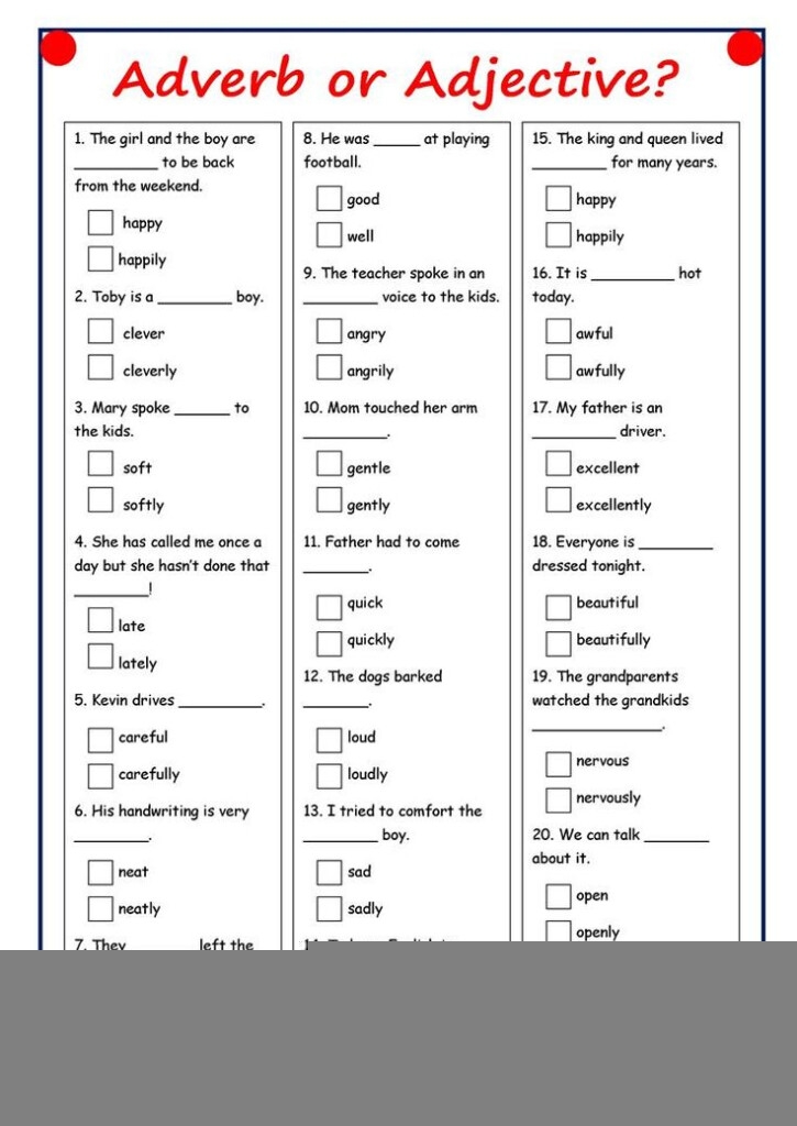 Adjective Adverb Worksheet Pdf Adjectiveworksheets