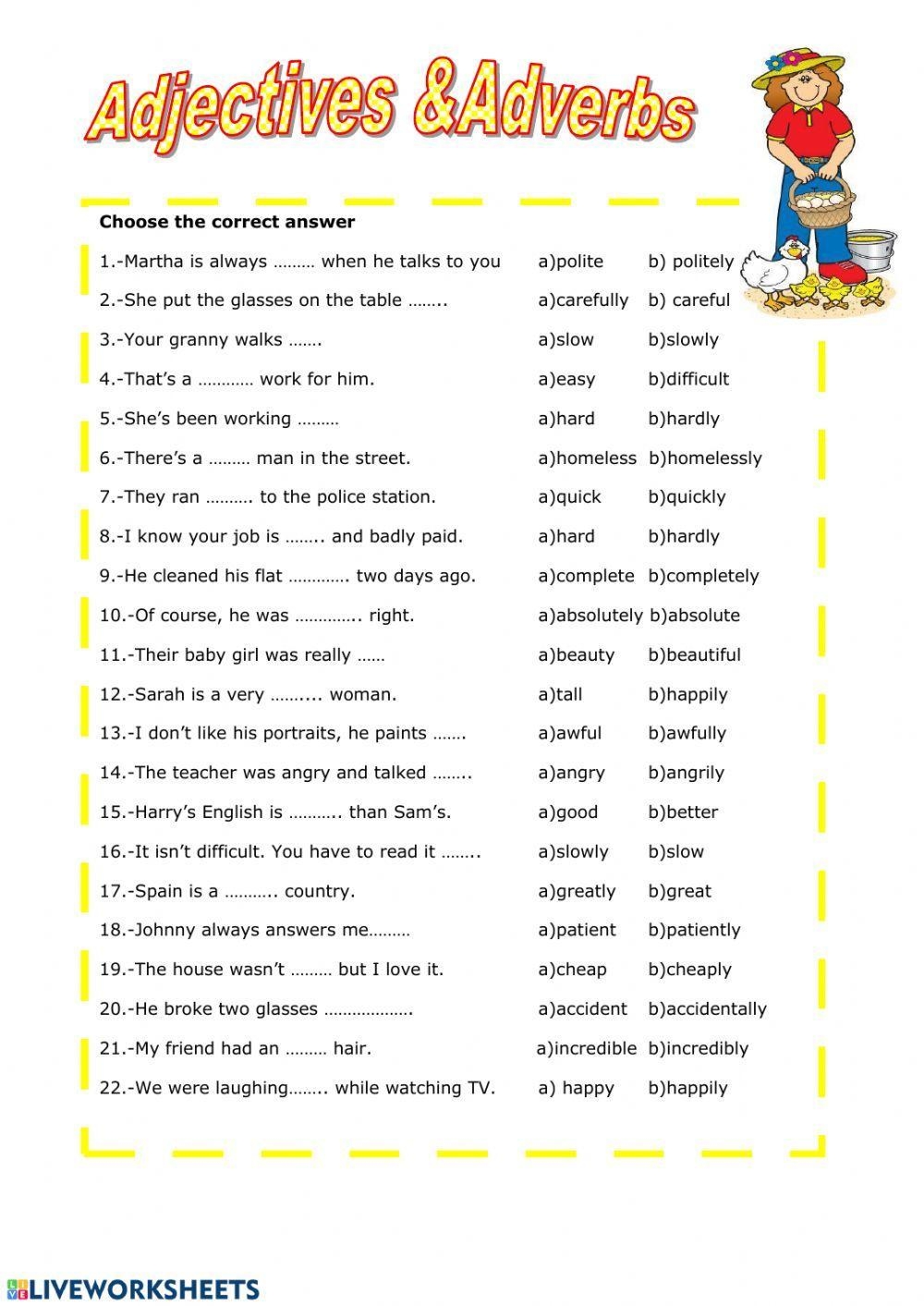 Adjective Or Adverb Worksheet For 3rd 6th Grade Lesson Planet 