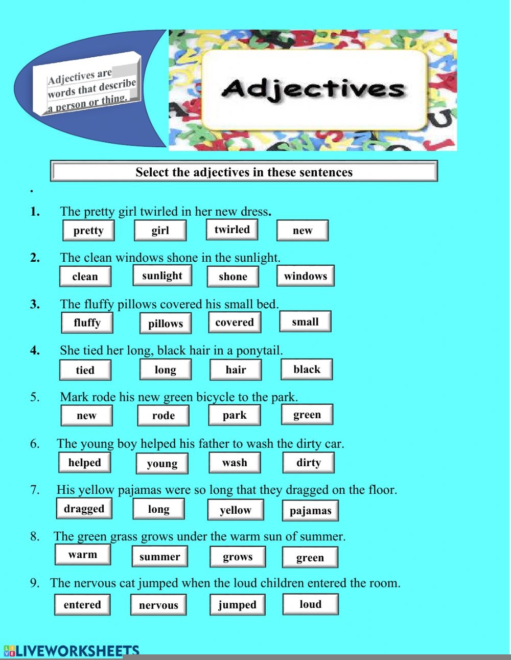 adjective worksheets