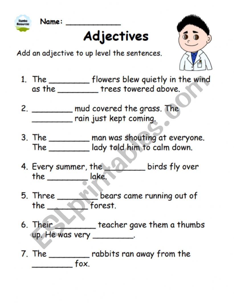 Adjectives Worksheet ESL Worksheet By Chris1974