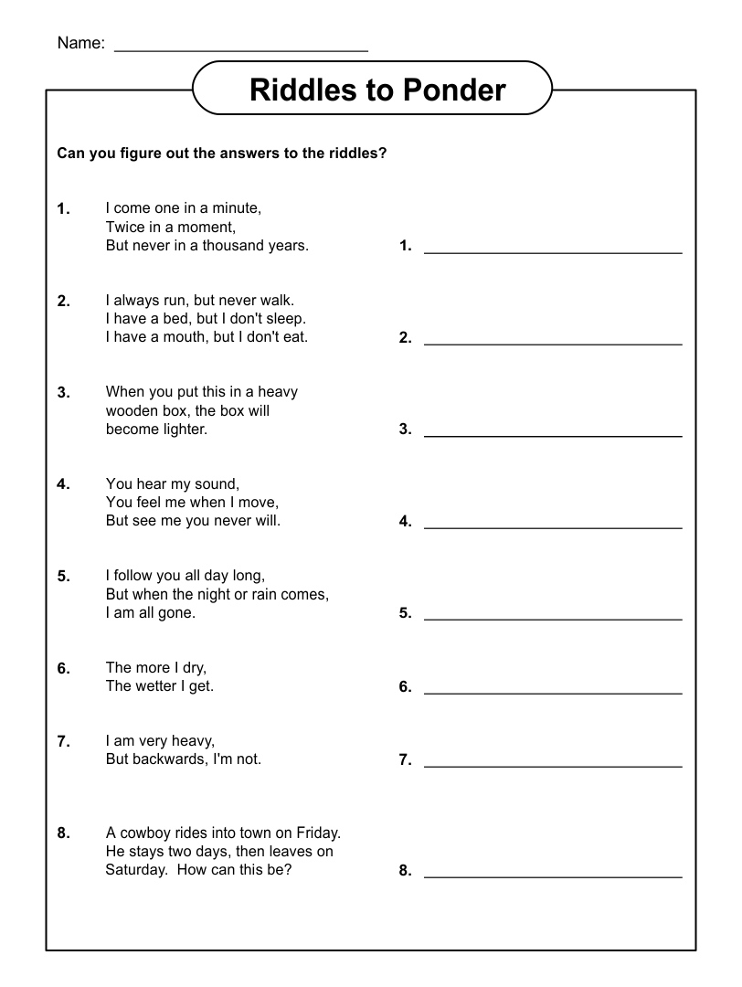 Adult Brain Games Printable Worksheets Ronald Worksheets