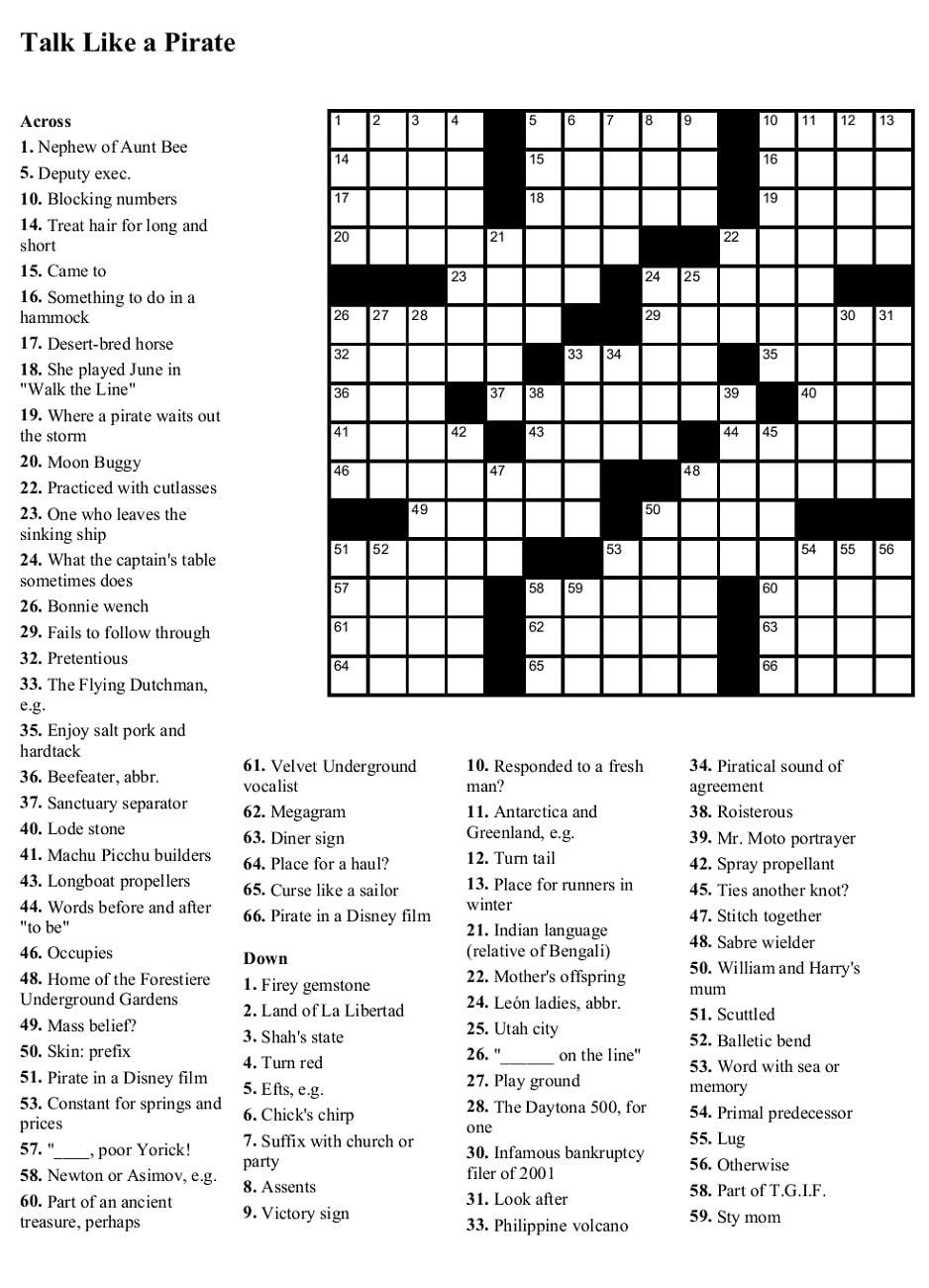 adult crossword puzzles printable