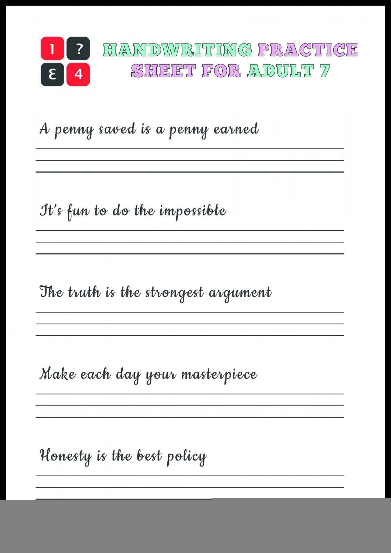 Adult Handwriting Worksheets Free Printable Writing Worksheets