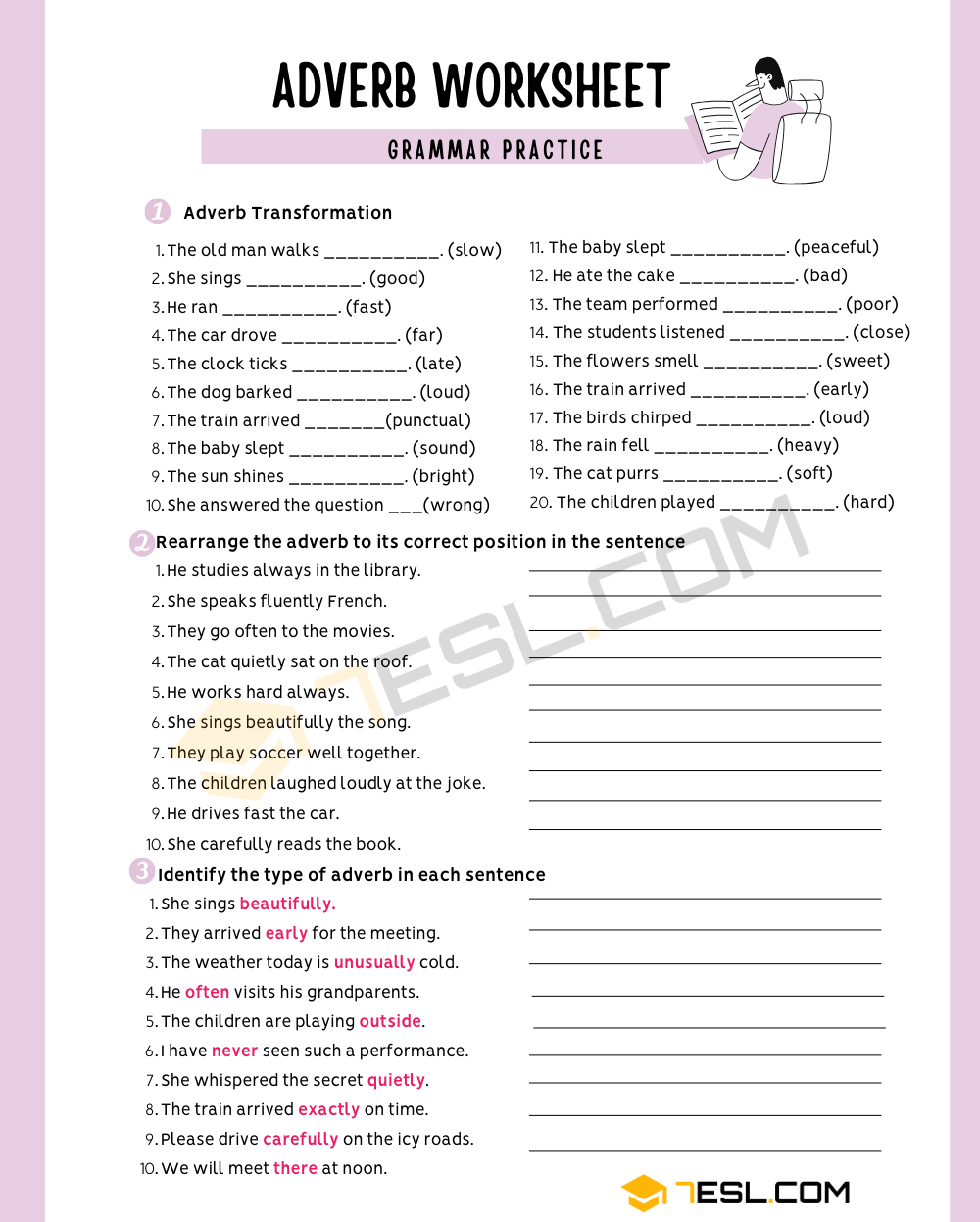 adverbs worksheet