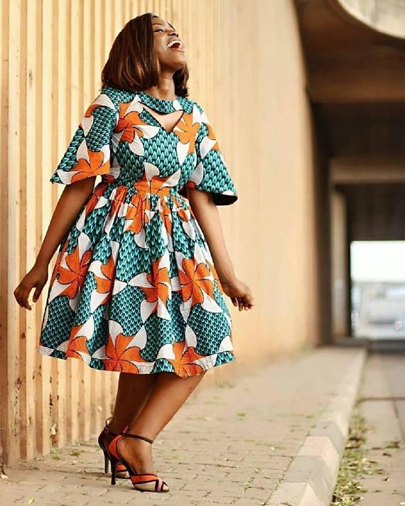 African Print Flare Midi Dress Cut Out Dress Ankara Ankara Print 