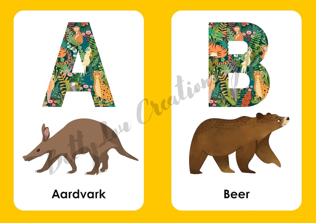 Afrikaans Alphabet Flash Cards Animals afrikaanse Alfabet Etsy