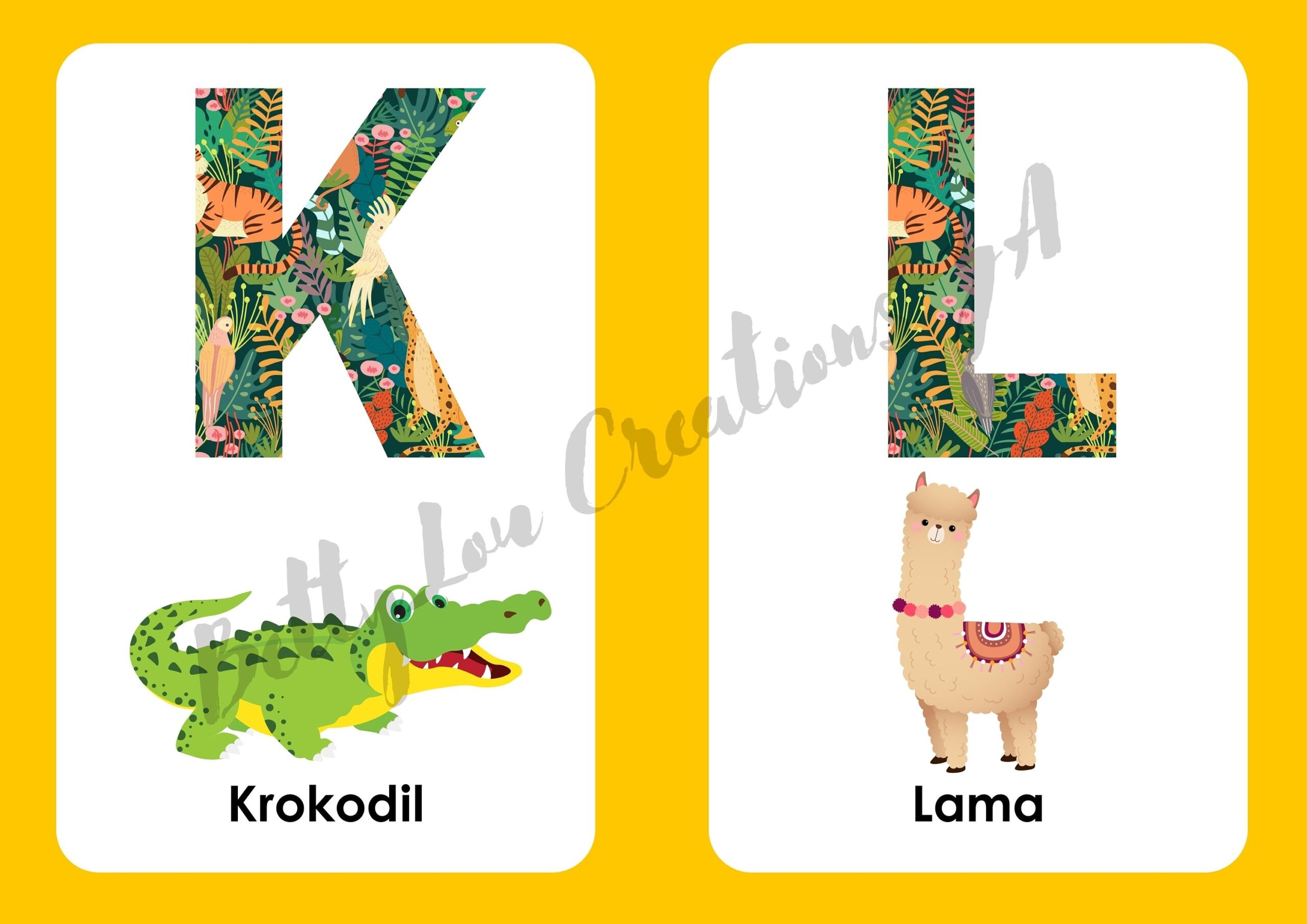 Afrikaans Alphabet Flash Cards Animals afrikaanse Alfabet Etsy