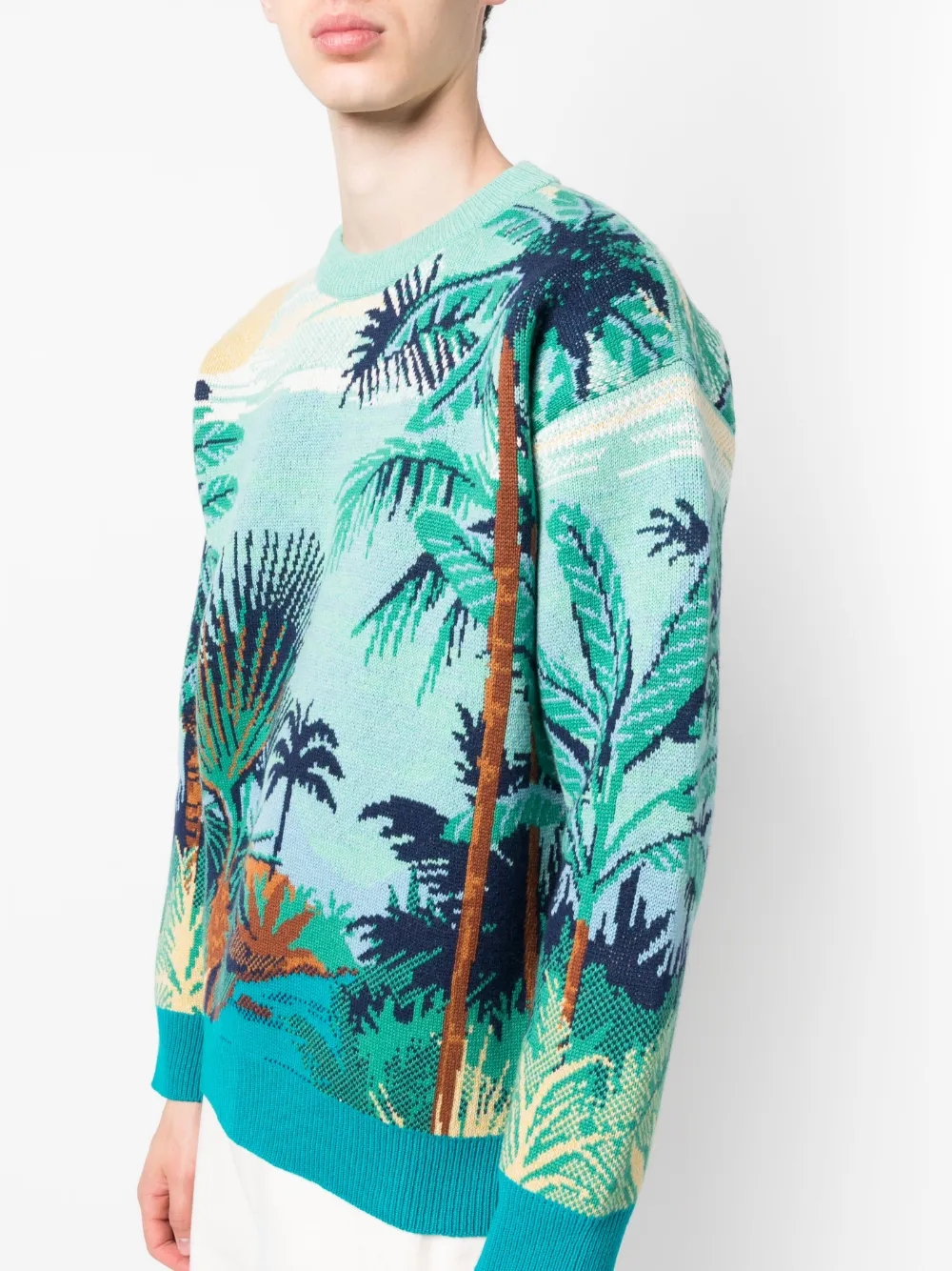 Alanui Palm Tree print Jumper Blue FARFETCH