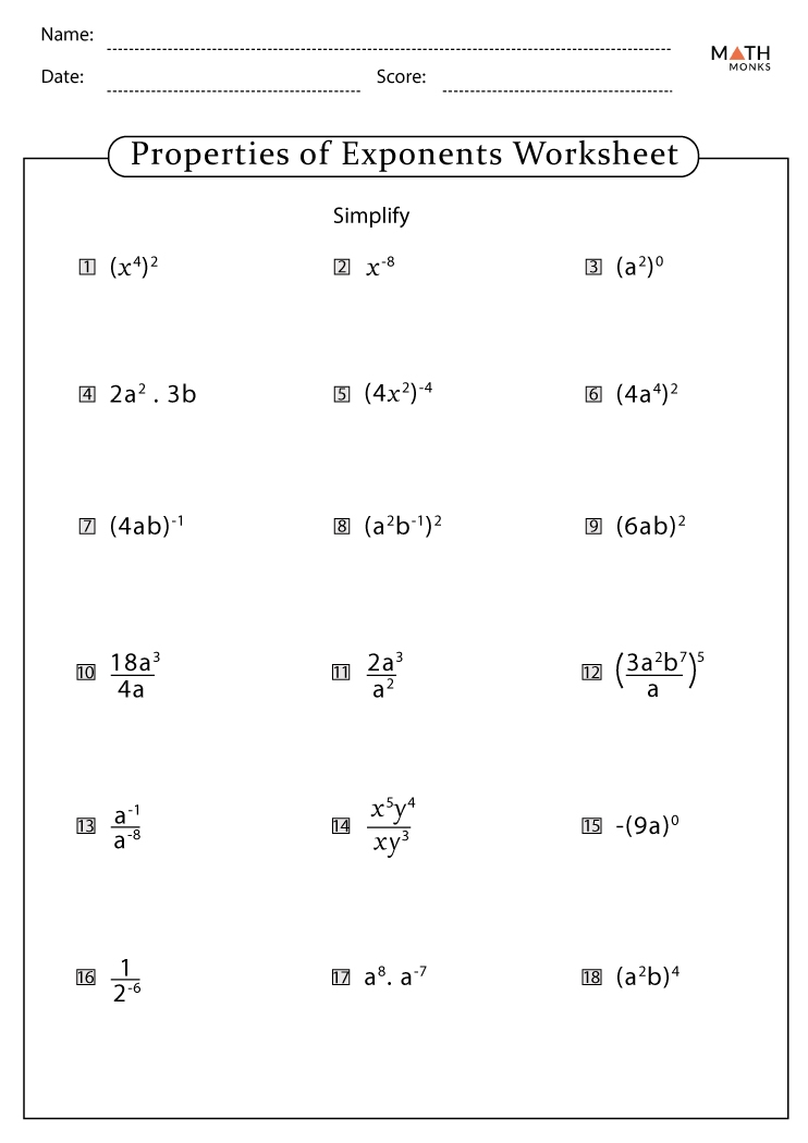 Algebra 1 Worksheets Exponents Worksheets Worksheets Library