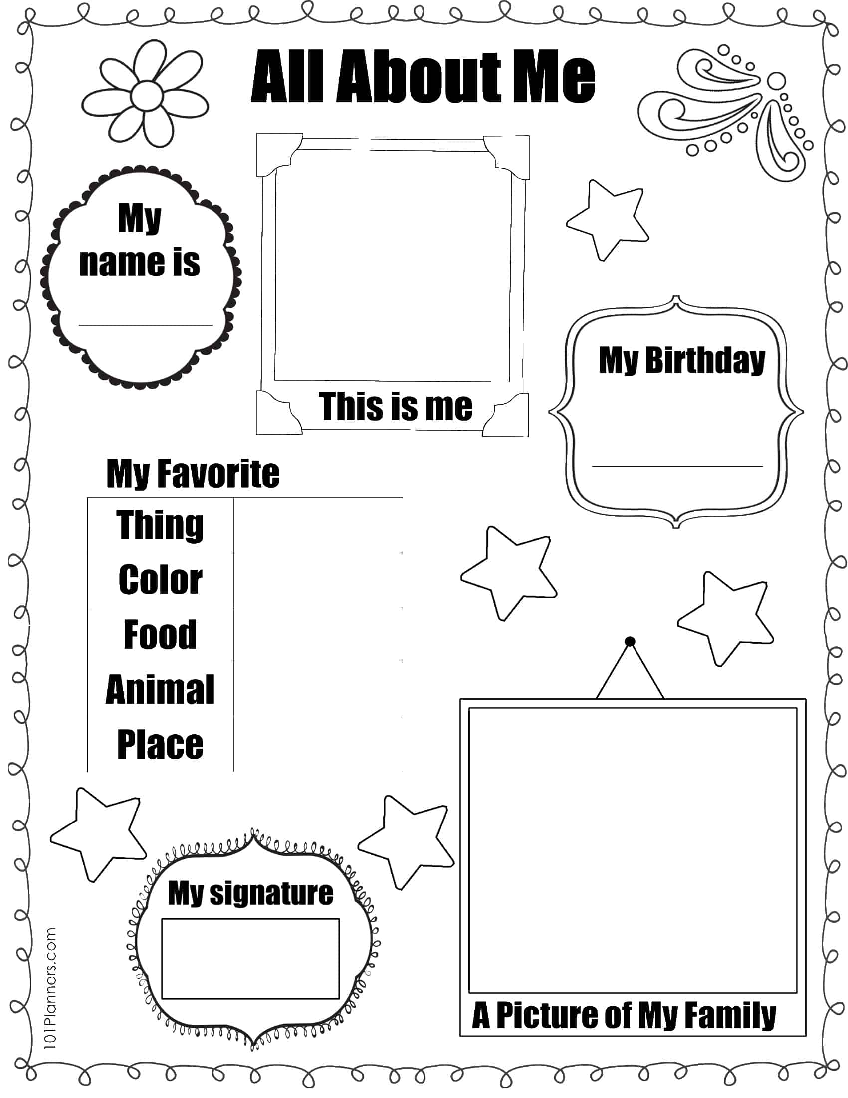All About Me Poster Printable Template Printable Templates