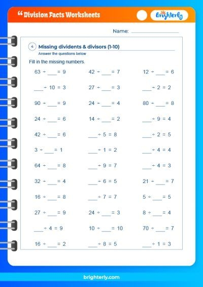 All You Need To Know About Division Facts Worksheets PDFs Brighterly