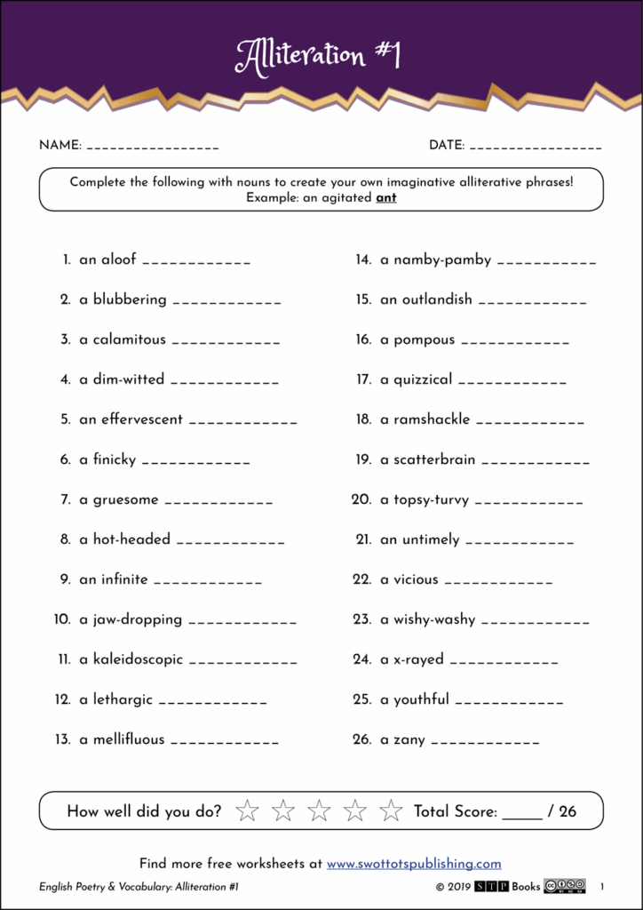Alliteration Worksheet By Kindergarten Kiddos Worksheets Library