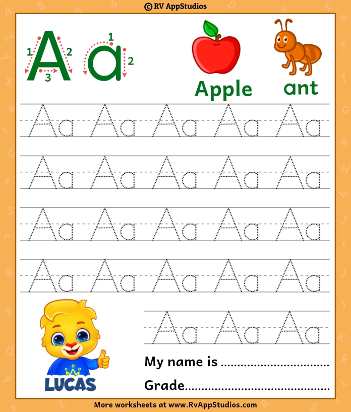 Alphabet Aa Letter Printable Letter Aa Tracing Worksheets