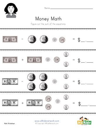 AMERICAN Money Math Worksheets Learning Aids 100 Editable