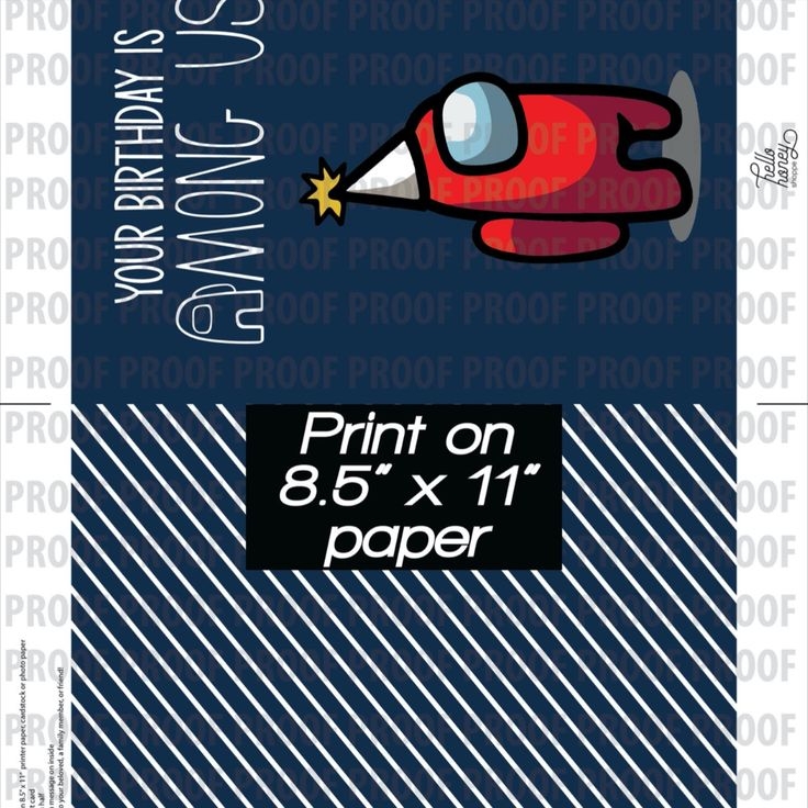 free printable among us birthday card