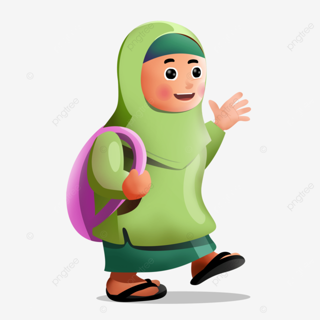 Anak Tpq Putri Berjalan Santri Anak Anak Tpq Sekolah Tpq PNG 