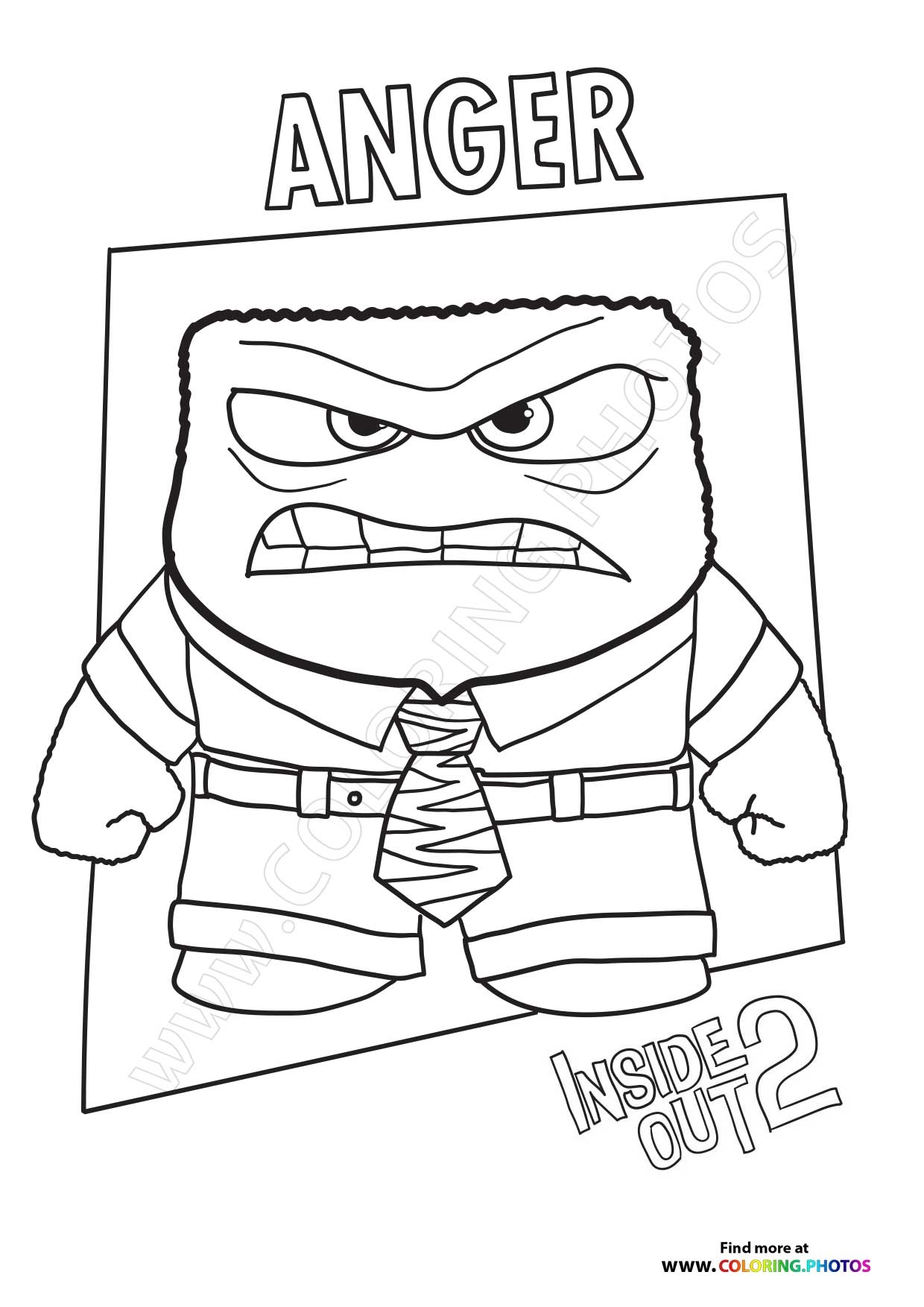 Anger Inside Out 2 Coloring Pages For Kids