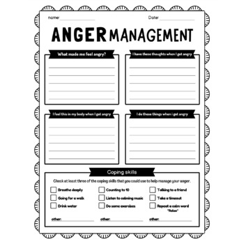 Anger Management Worksheet Dealing With Anger Coping With Anger 