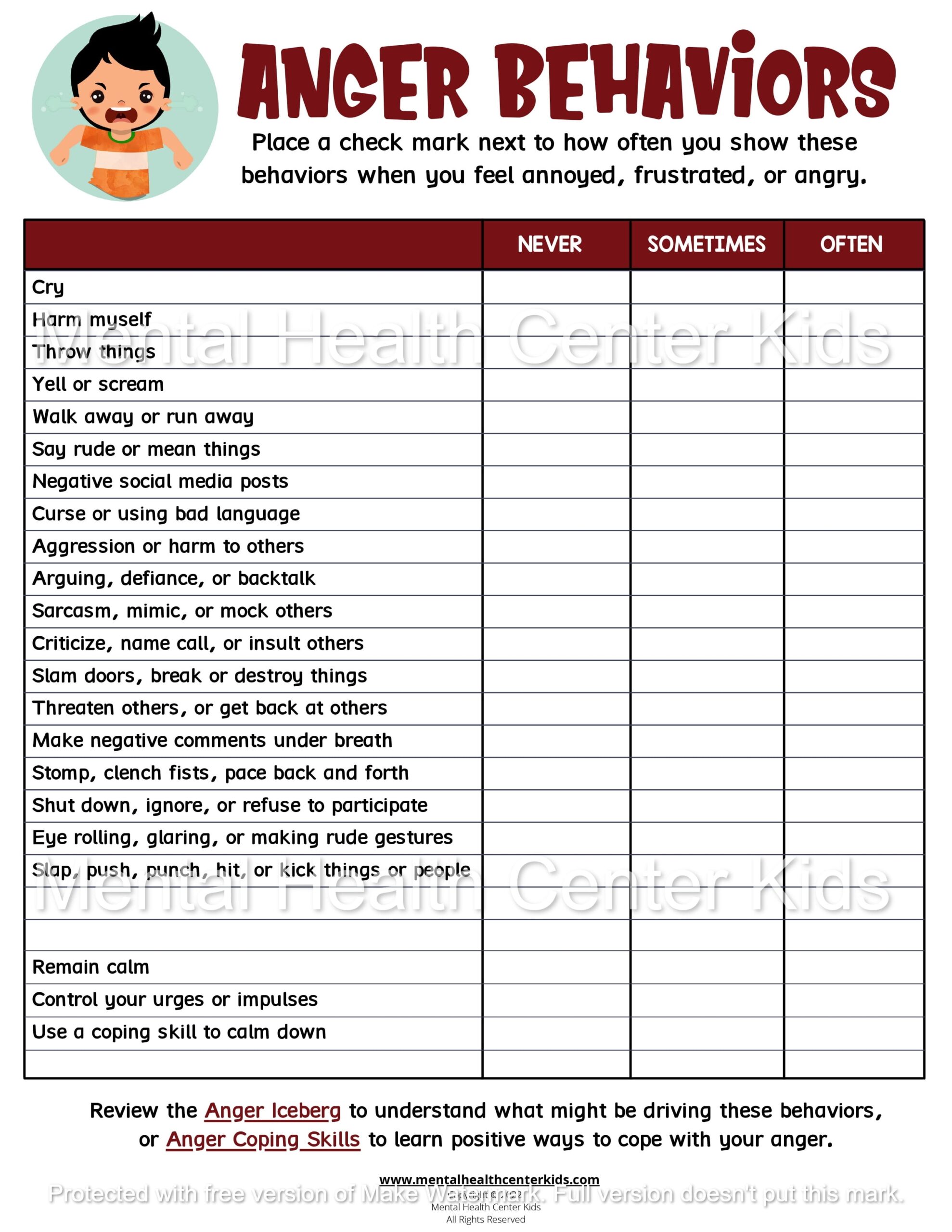 Anger Management Worksheets Worksheets Library