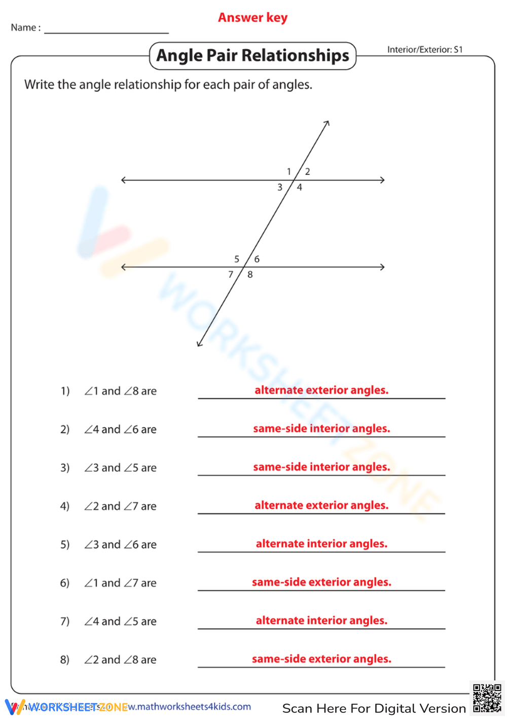 Angle Pair Relationships 2 Worksheet Worksheets Library