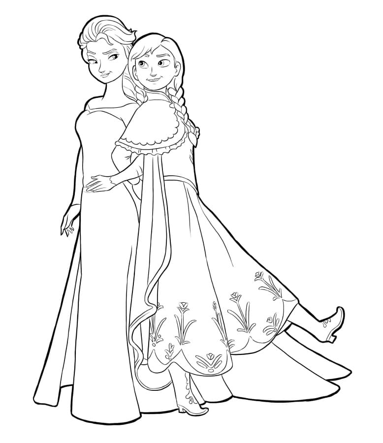 Anna With Elsa Coloring Page Free Printable Coloring Pages For Kids