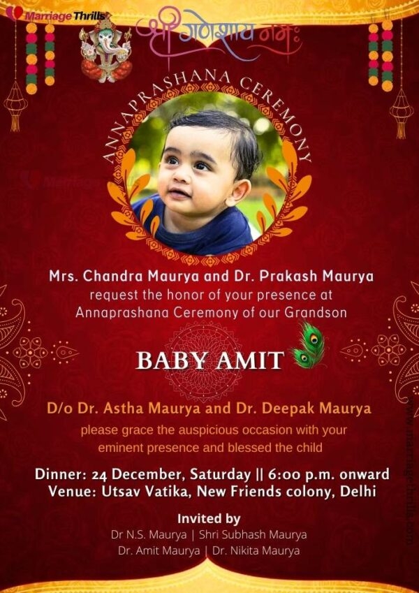 Annaprashan Invitation Card 2024