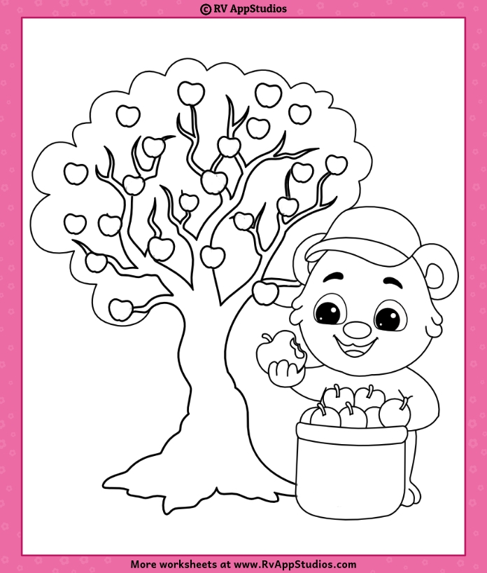 Apple Tree Coloring Pages For Kids