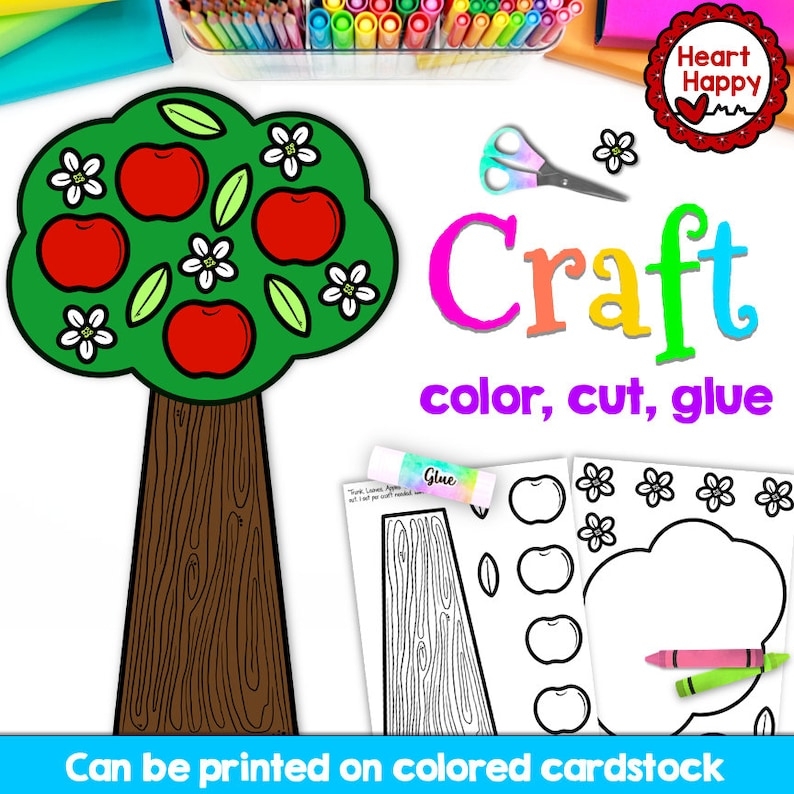 Apple Tree Craft Kids Printable Craft Template Fall Activity 