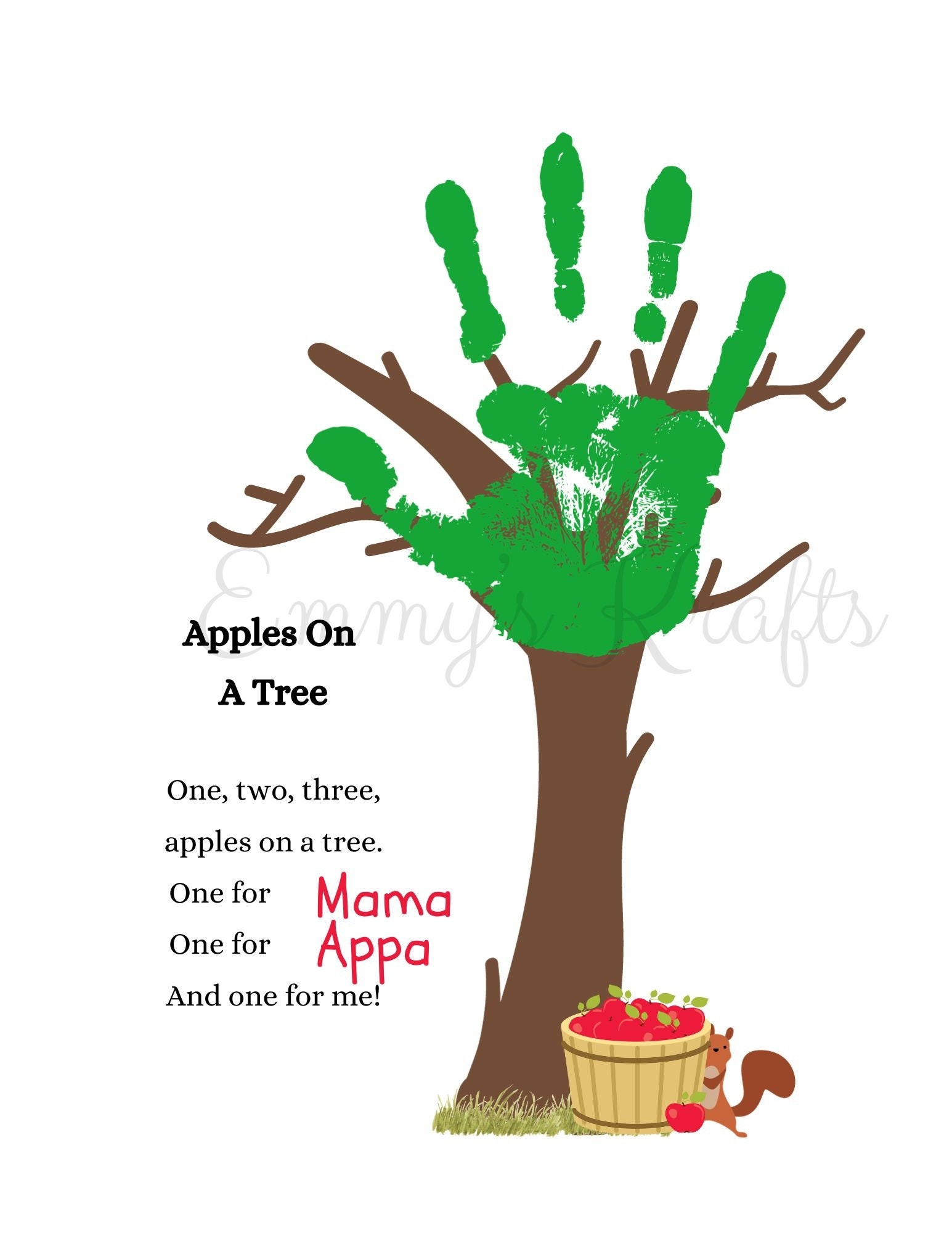 Apple Tree Handprint Template Etsy