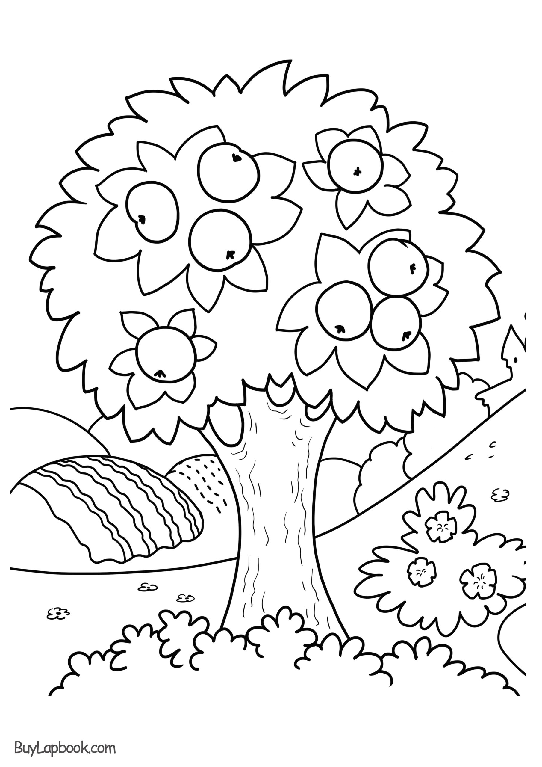 free printable apple tree coloring pages
